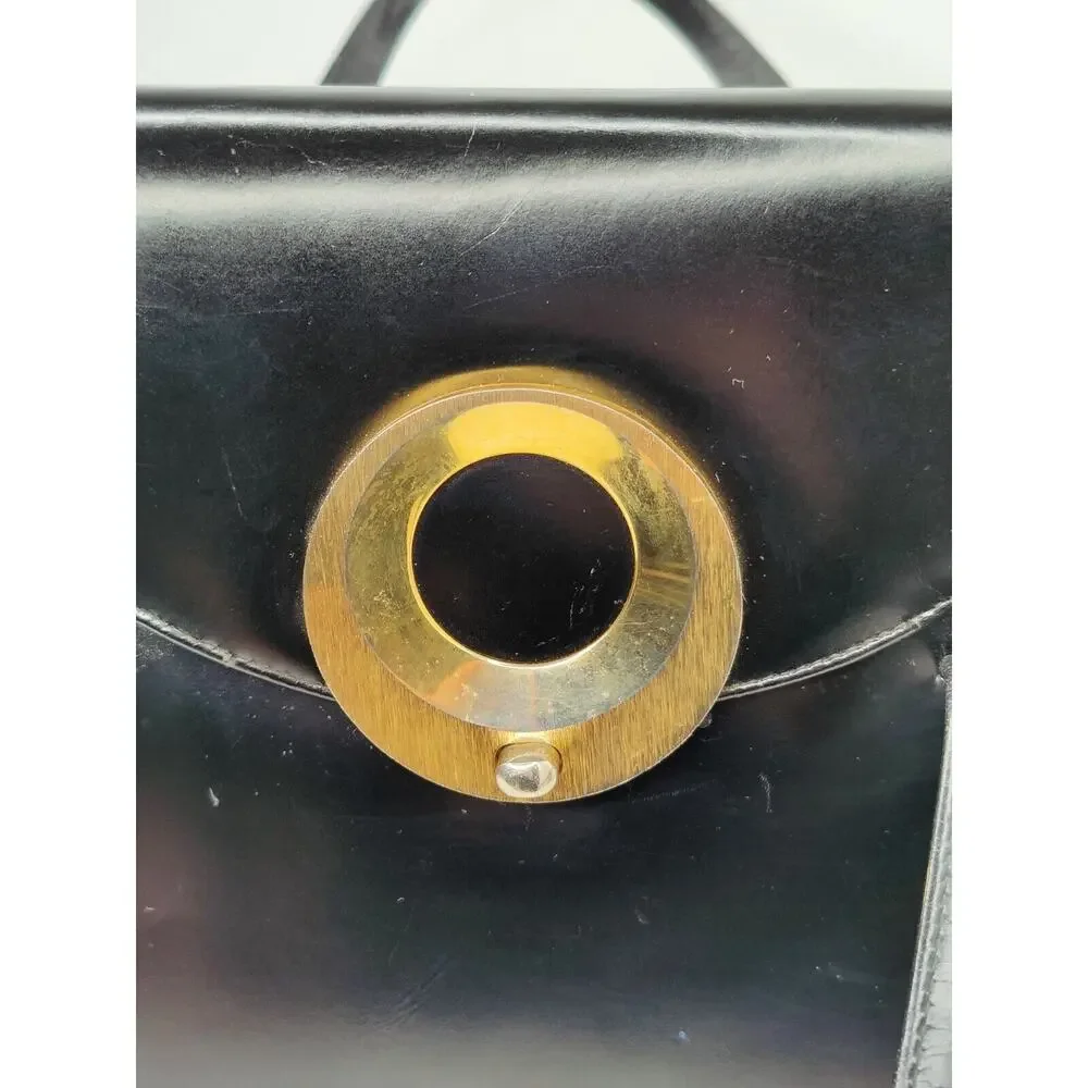 Vintage Black Leather Purse with gold hardwear